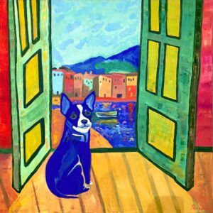 <b>Chihuahua en la ventana</b><p>Acrílico en Lienzo</p><p>100x100cm</p><p><b> 3280 €</b></p>